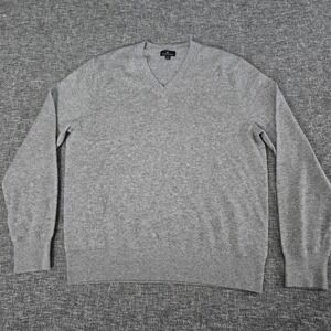 Brooks Brothers Sweater Mens XL Gray V Neck Cashmere Wool Blend Stretch Preppy
